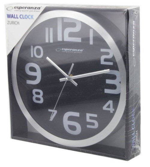Esperanza EHC013K Wall Clock - Zurich - Black Kvartsur Oval Sort, Hvid #4