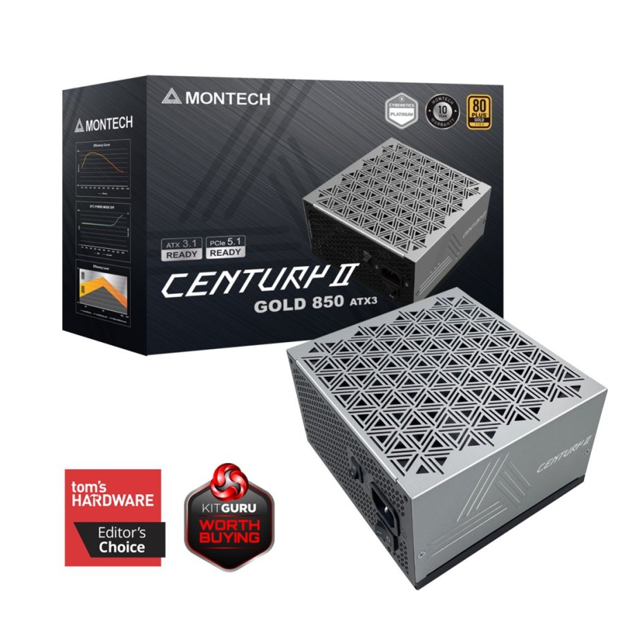 Montech CENTURY II enhed til str�mforsyning 850 W 20+4 pin ATX ATX S�lv, Sort #8