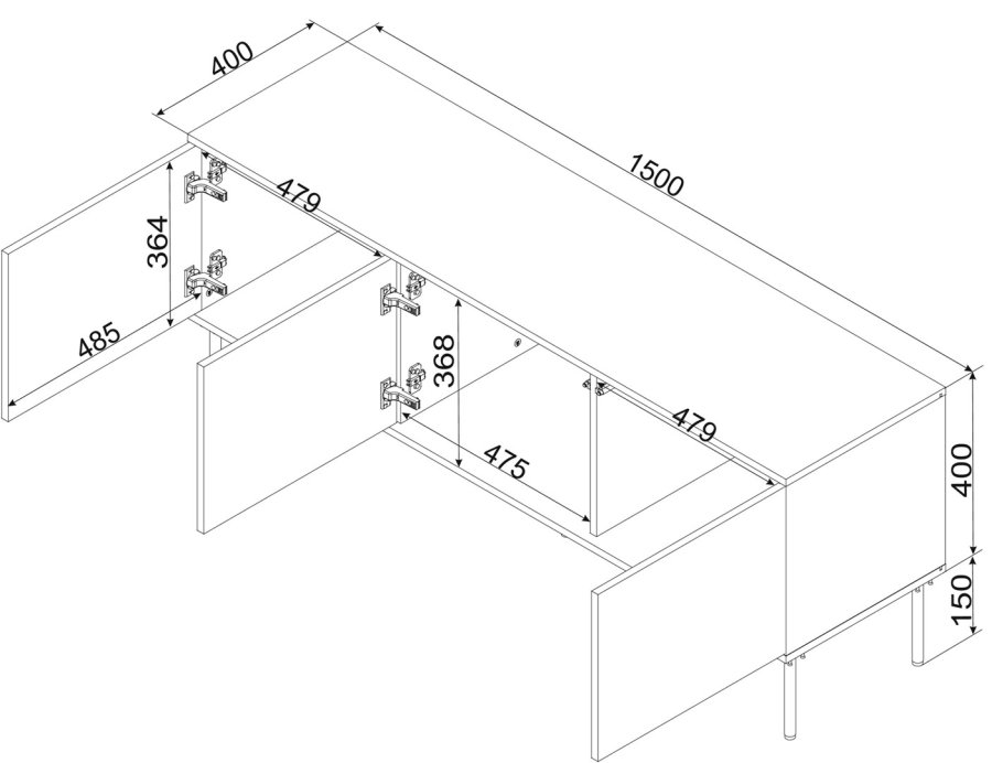 Cama RTV 3D TRESSE skab 150x40x55 mat grn #4