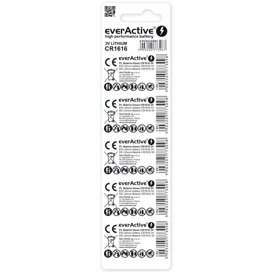 Lithium battery mini everActive CR1616 - blister 5 pcs. #2