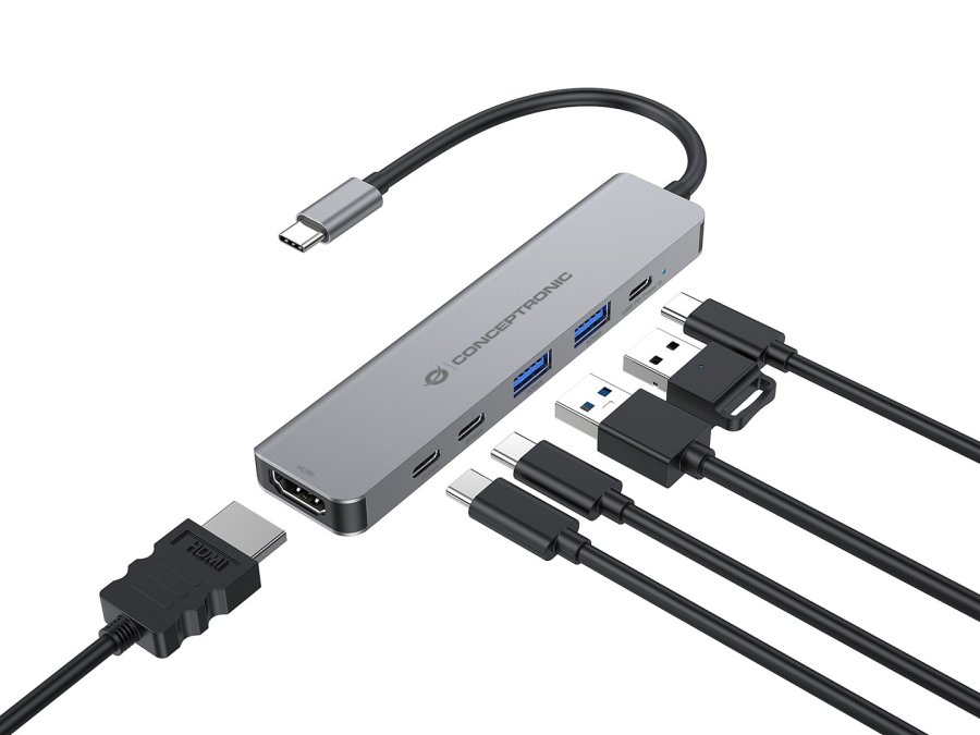 Conceptronic DONN33G dockingstation Ledningsf�rt USB 3.2 Gen 1 (3.1 Gen 1) Type-C S�lv #6