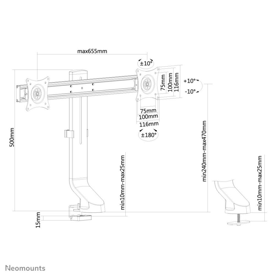 Neomounts FPMA-D860DBLACK skrmbeslag og -stativer 68,6 cm (27