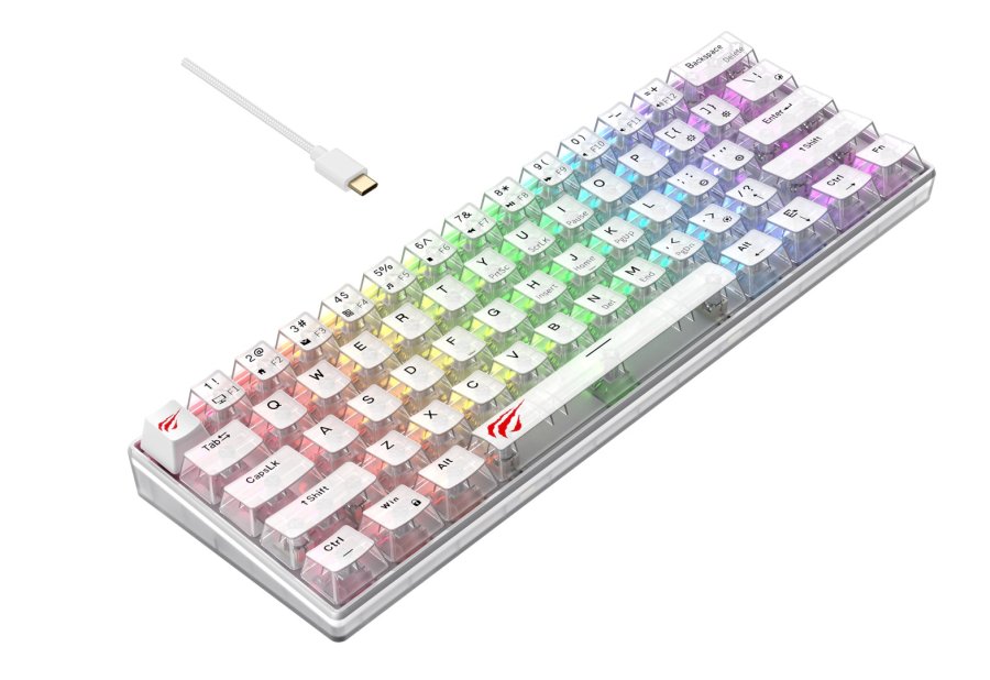 Havit KB903L - gaming-tastatur (gennemsigtig hvid) #3