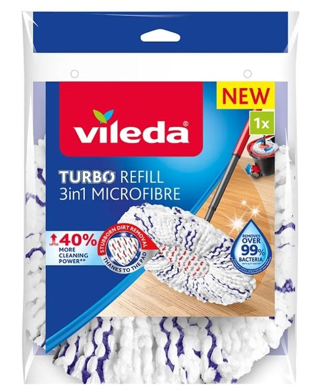 VILEDA TURBO 3w1 tilbehr til moppe Moppemtte Mikrofiber 1 stk Hvid #1