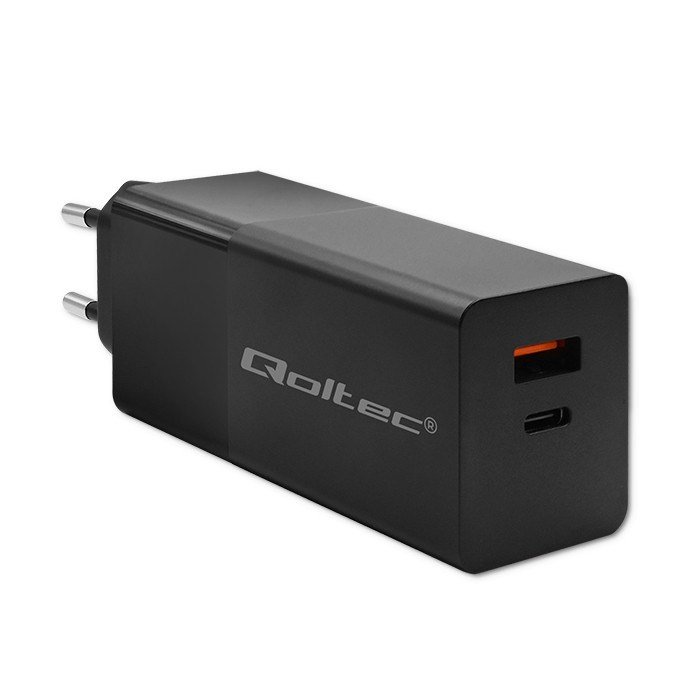 Qoltec 52382 GaN POWER PRO oplader | 1xUSB type C | 1xUSB A | 100W | 5-20V | 1,5-5A | PD | Sort #1
