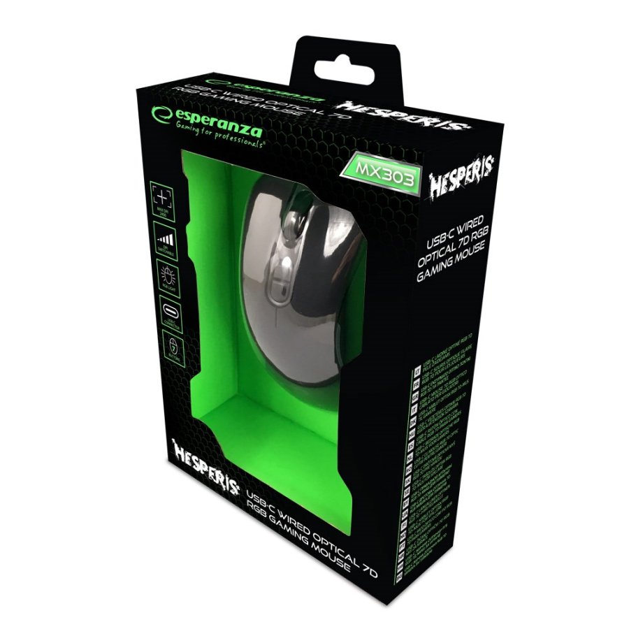 Esperanza EGM303 mus Hjre hnd USB Type-C Optisk 2400 dpi #5