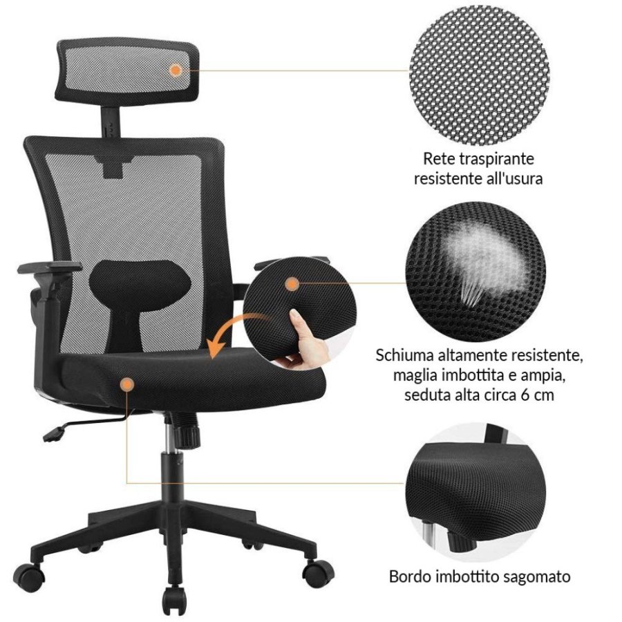 Techly ICA-CT MC016 Computermbel og kontorstol Polstret sde Rygln i net #10