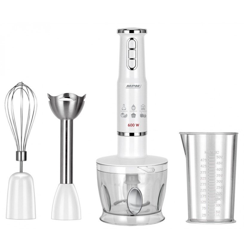 H�ndblender-s�t MPM MBL-43, 500 ml beholder med kniv i rustfrit st�l, blandetilbeh�r i rustfrit st�l, effekt: 600 W #1