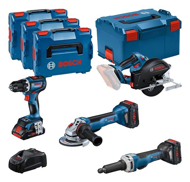 BOSCH. COMBO KIT 18V (GSR 18V-90C +GWS 18V-15 PSC +GKM 18V-50 +GGS 18V-23 PLC) 1xPC4,0Ah 2xPC5,5Ah ... #1