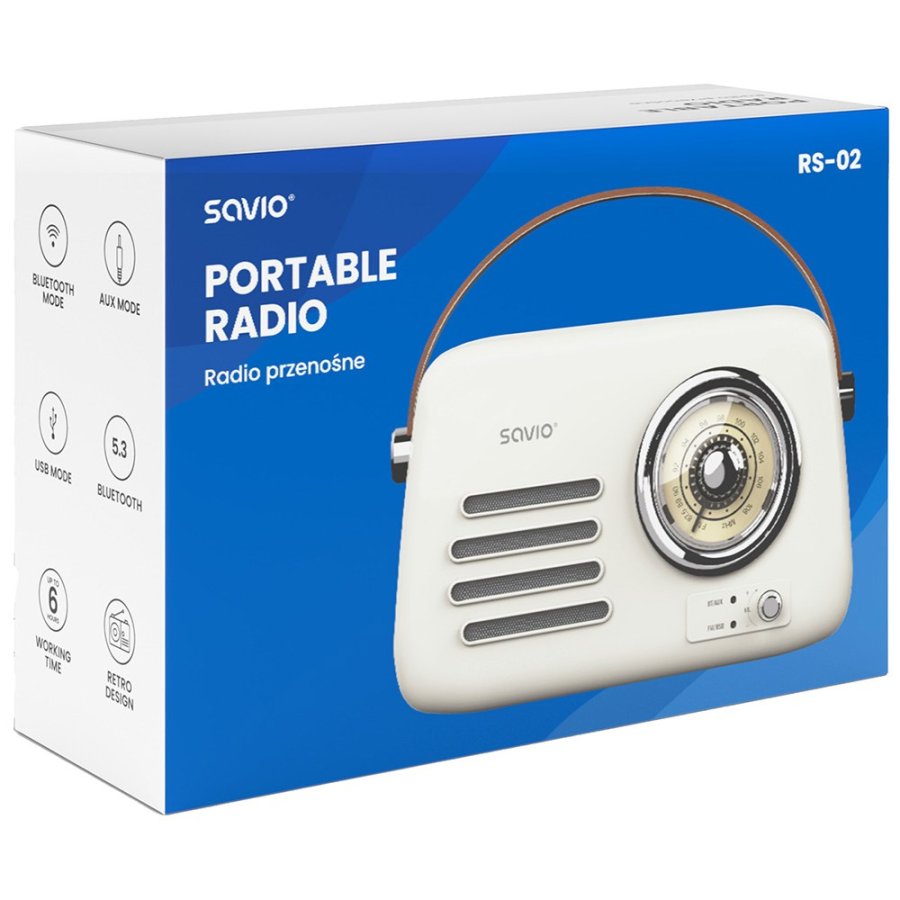 SAVIO RS-02 Brbar radio, hvid #6