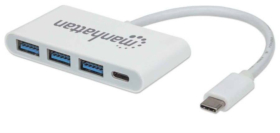 Manhattan 163552 interface hub USB 3.2 Gen 1 (3.1 Gen 1) Type-C 5000 Mbit/s Hvid #1