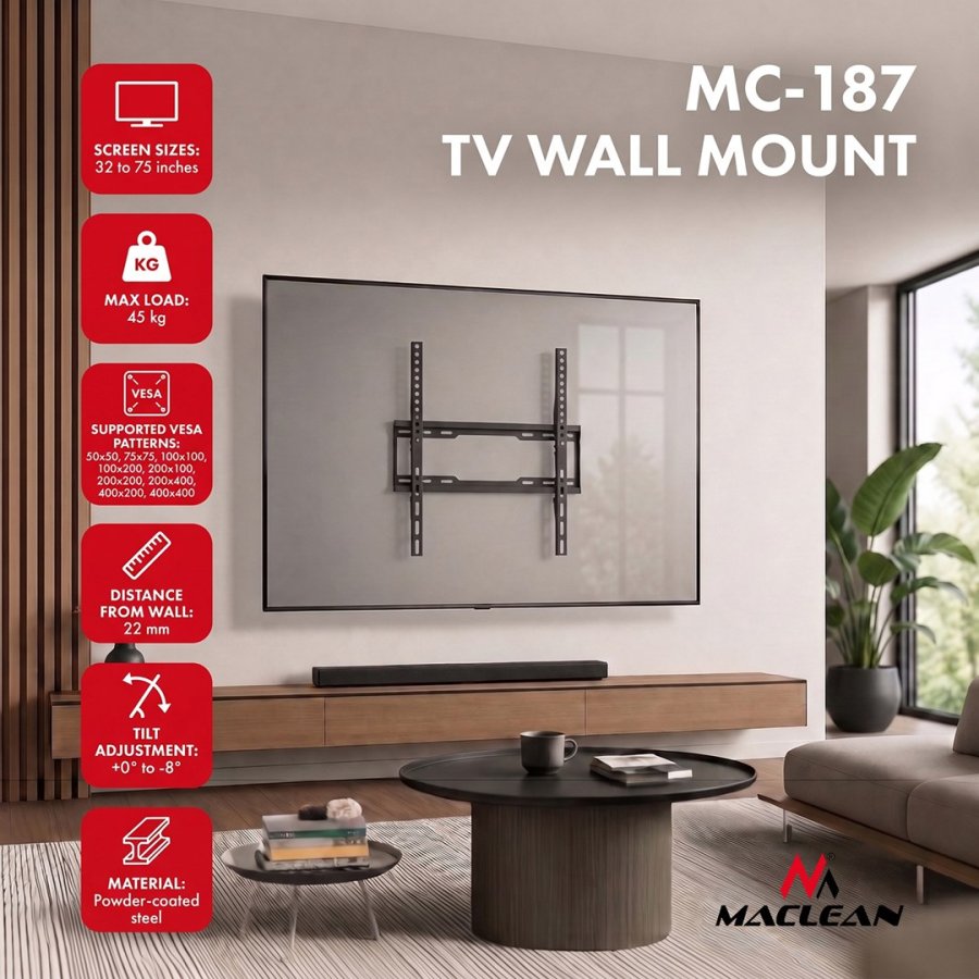 Maclean TV-beslag/oph�ng, maks. VESA 400x400, 32-75