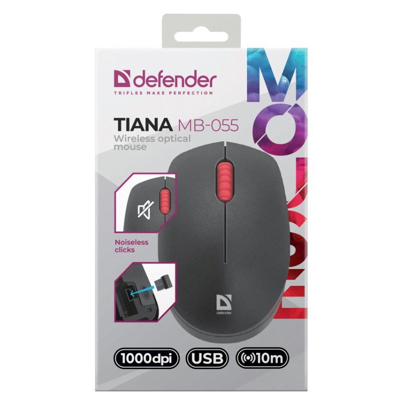 MOUSE DEFENDER TIANA MB-055 RF BEZPRZEWODOWA SILENT CZARNA 1000dpi 3P #4