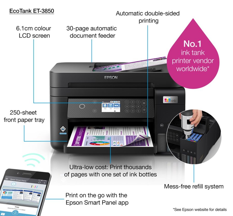 Epson EcoTank ET-3850 Inkjet A4 4800 x 1200 dpi 33 sider pr. minut Wi-Fi #24