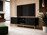 PAFOS RTV-skab p guldstlramme 150x40x60 cm mat sort #2