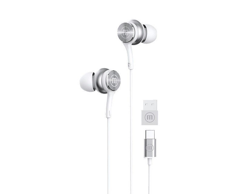 Maxell XC1 USB-C-hovedtelefoner med ledning og USB-A-adapter hvid #1