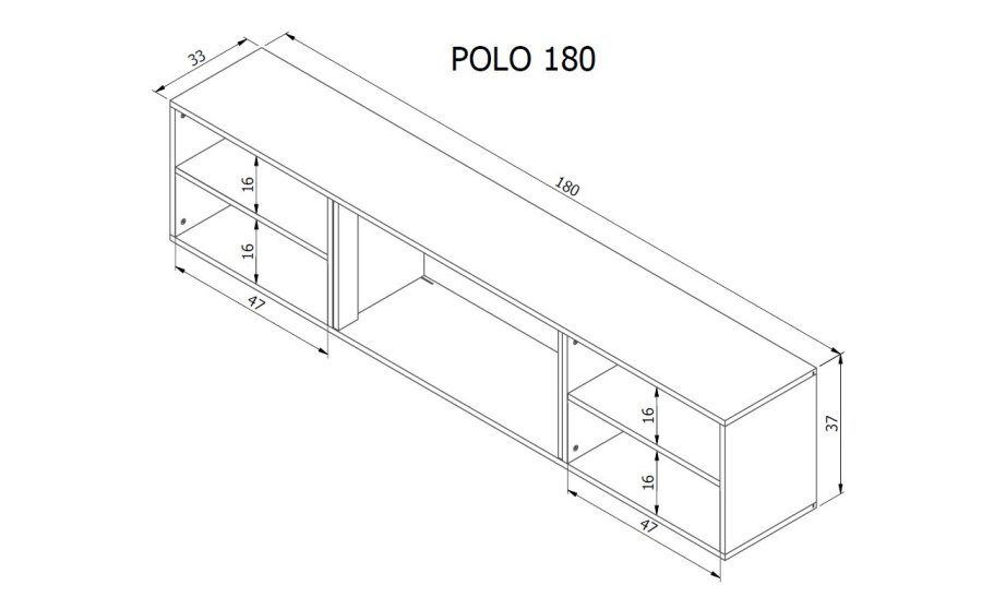 RTV-skab POLO 180x33x39 sort + pejs sort #2