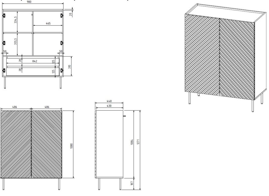 Reol 2D2SZ ONDA 98x45xH127 grn) #10