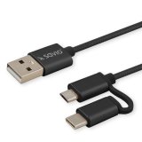 Savio CL-128 USB-kabel USB 2.0 1 m USB A USB C/Micro-USB A Sort #1