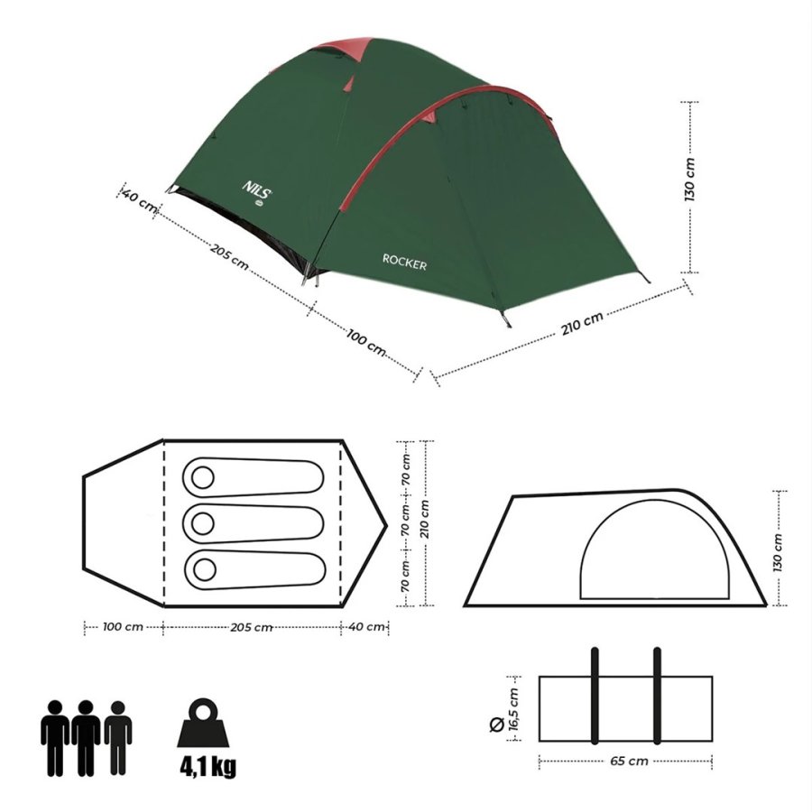 NILS CAMP ROCKER NC6013 3-personers campingtelt #8