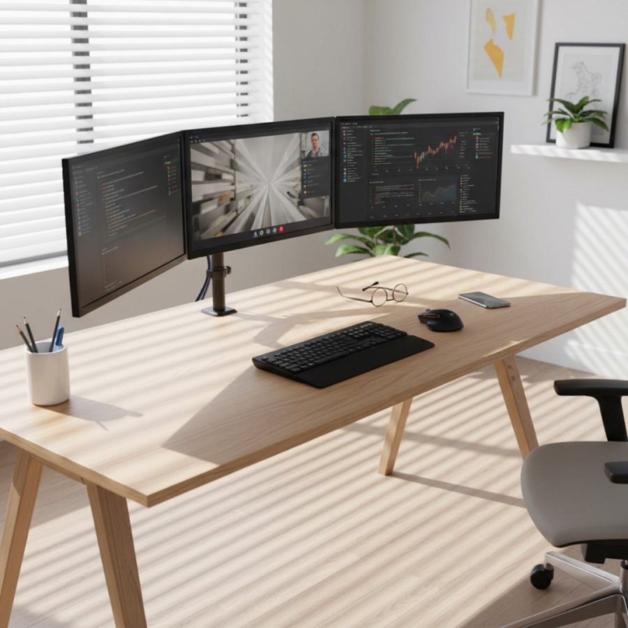 Maclean-holder til 3 sk�rme, gasfjeder, 17�-27�, 2-8 kg, sort, MC-137 #3