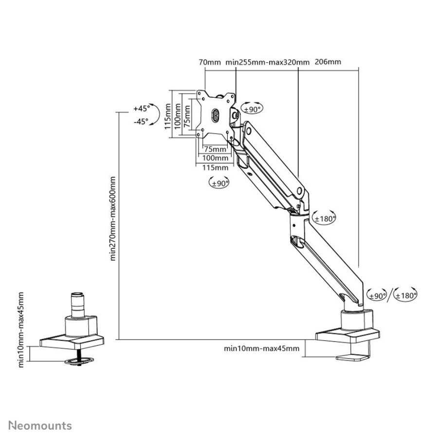 Neomounts NM-D775WHITEPLUS skrmbeslag og -stativer 124,5 cm (49