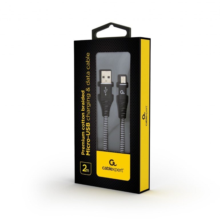 Cablexpert CC-USB2B-AMMBM-2M-BW USB-kabel USB 2.0 USB A Micro-USB B Sort #2