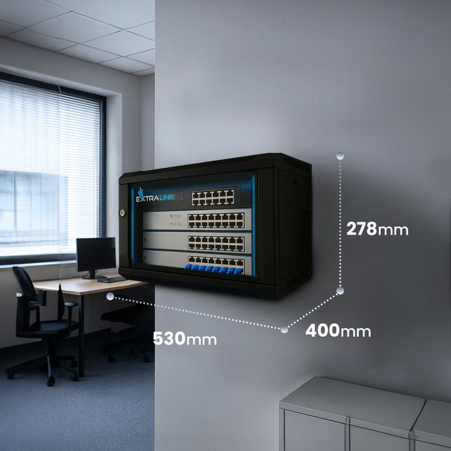Extralink LITE 4U 530X400 WALL-MOUNTED RACKMOUNT CABINET BLACK Fritst�ende/v�g-/gulvmonteret stativ Sort #11