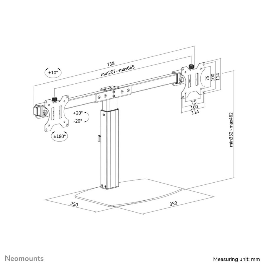 Neomounts FPMA-D865DBLACK skrmbeslag og -stativer 68,6 cm (27