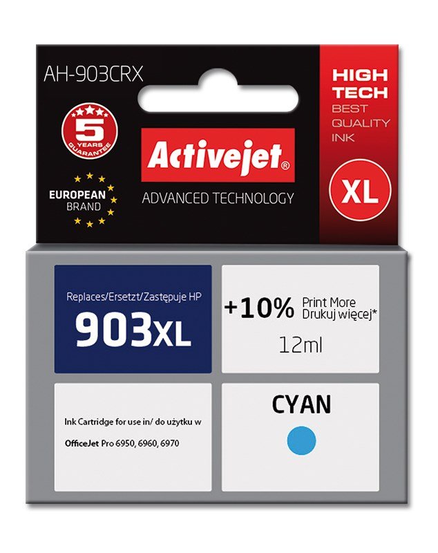 Activejet AH-903CRX Blk (erstatning HP 903XL T6M03AE; Premium; 12 ml; bl) #1