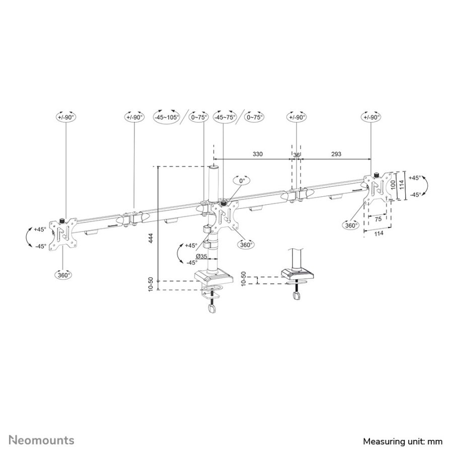 Neomounts DS60-600BL3 skrmbeslag og -stativer 68,6 cm (27