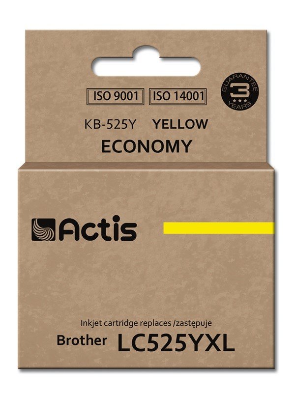 Actis KB-525Y blk (erstatning Brother LC525Y; Standard; 15 ml; gul) #1