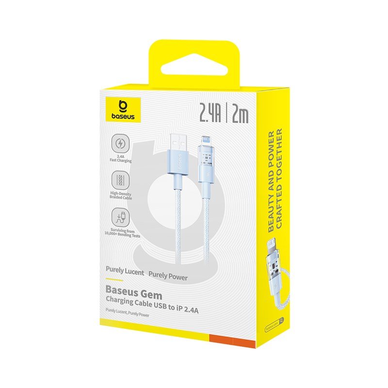 Baseus Gem USB til IP 2.4A hurtigopladningskabel 2 m Bl #6