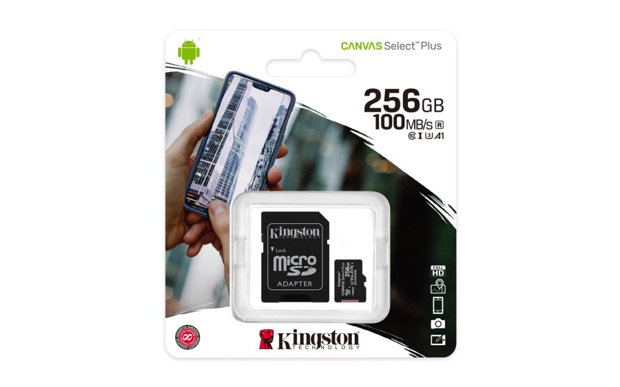 Kingston Technology 256 GB micSDXC Canvas Select Plus 100R A1 C10-kort + ADP #13
