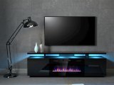 RTV EVA-skab med elektrisk pejs 180x40x52 cm sort/blank sort #4
