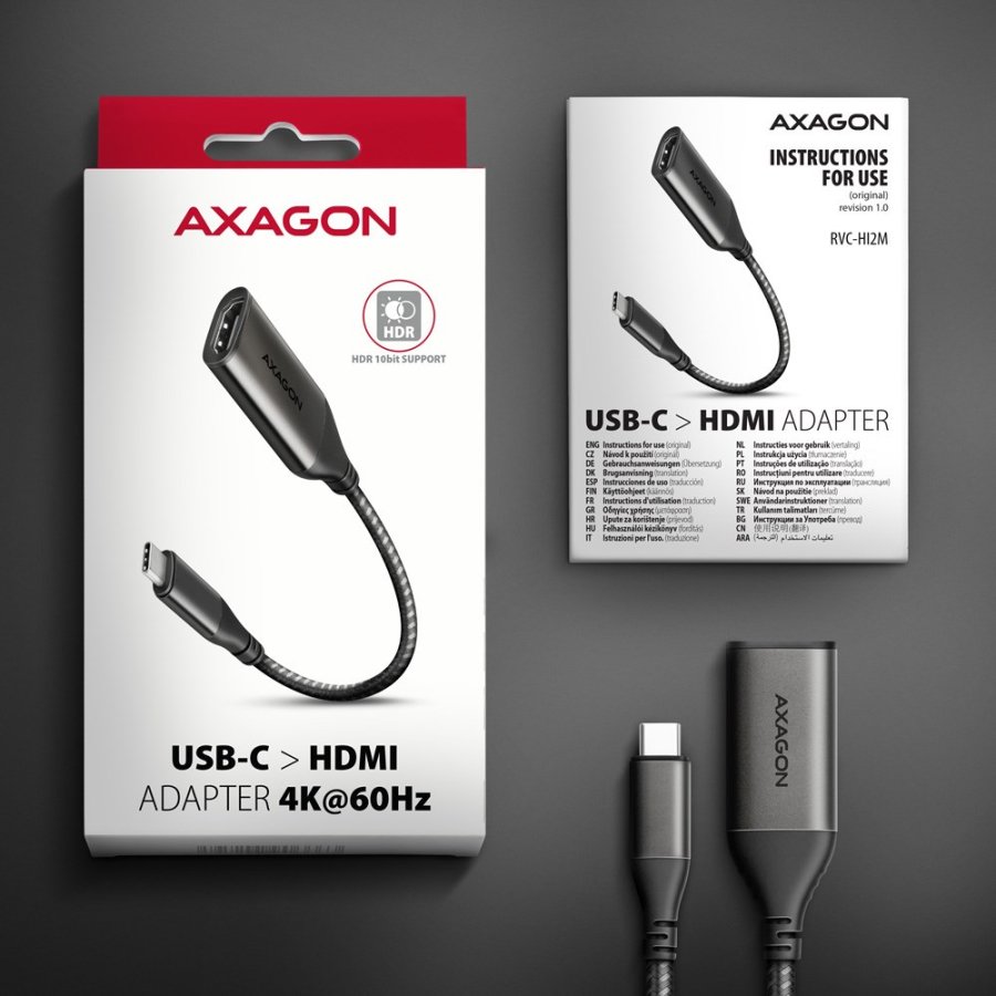 Axagon RVC-HI2M videokabel adapter 0,25 m USB Type-C HDMI Sort #11