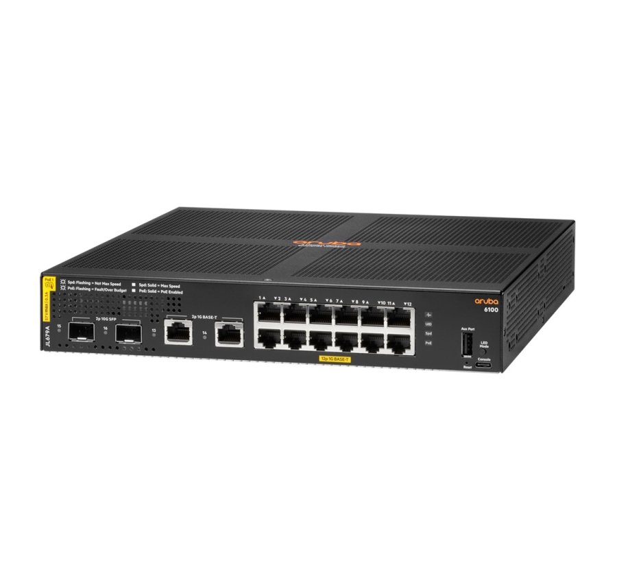 HPE Aruba Networking 6100 12G Class4 PoE 2G/2SFP+ 139W Administreret L3 Gigabit Ethernet (10/100/1000) Str�m over Ethernet (PoE) 1U Sort #3