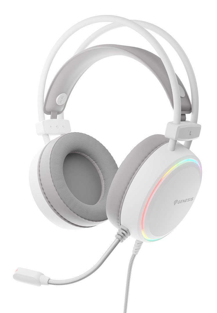 SUCHAWKI NAUSZNE GENESIS NEON 613 G2 RGB Z MIKROFONEM PODWIETLENIE BIAE #3