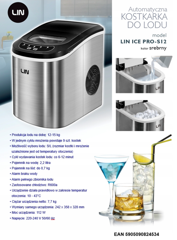 Brbar ismaskine LIN ICE PRO-S12 slv #8