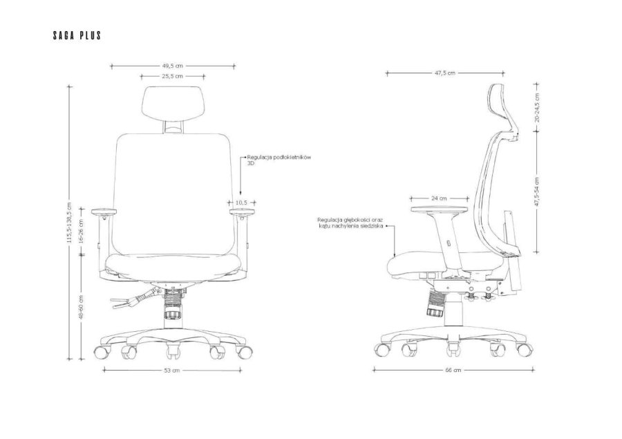 Ergonomisk kontorstol SAGA PLUS sort #5