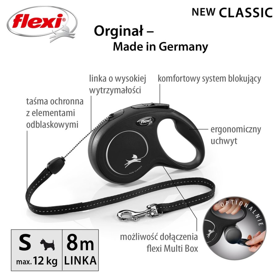 Flexi New CLASSIC 8 m Sort Hund Fleksibel hundesnor #4