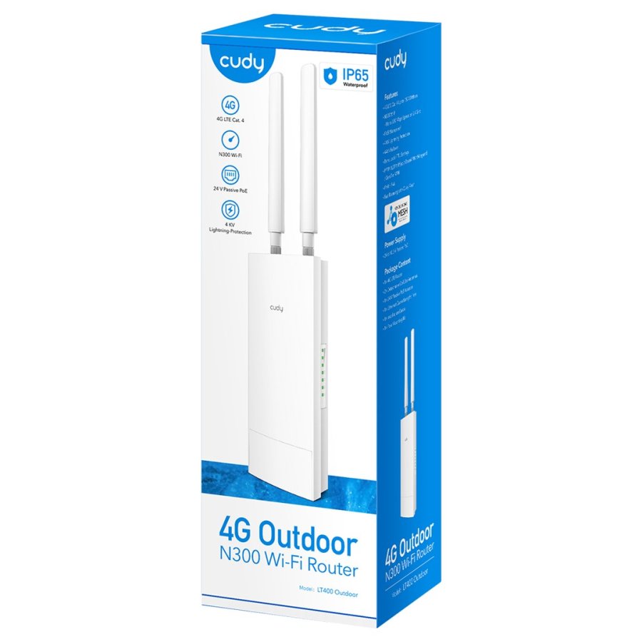 Cudy LT400 trdls router Hurtigt ethernet Enkelt band (2,4 GHz) 4G Hvid #5