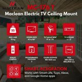 Maclean elektrisk TV-beslag til loftmontering, Tuya-kompatibel, maks. VESA 800x400, til TV 43-86