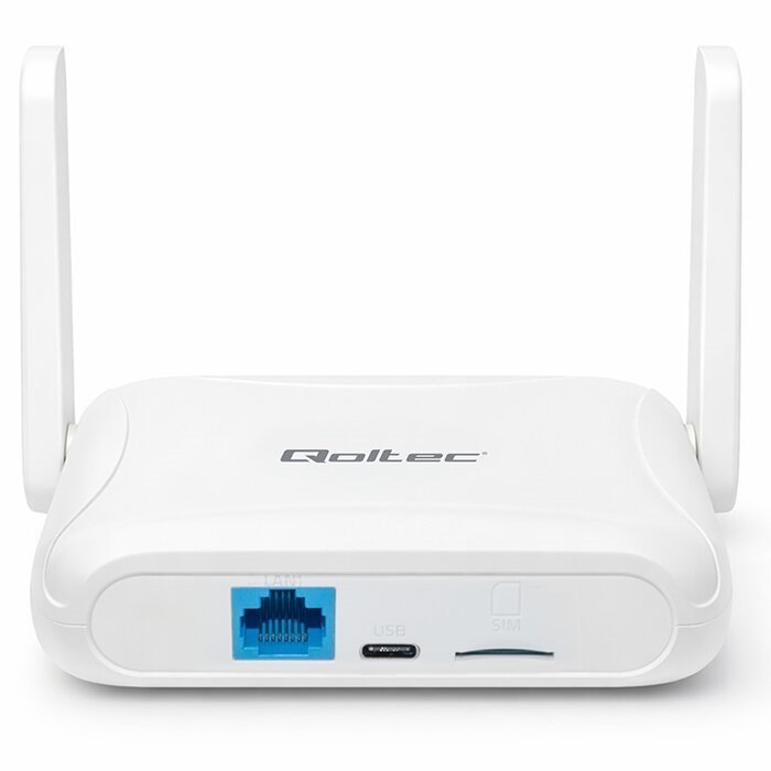 Qoltec 56980 Hjem og rejse 4G LTE-router med Wi-Fi 6 | AX300 | 2,4 GHz | Dobbelt antenne | USB-C | Micro SIM #6