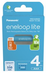 Genopladelige batterier PANASONIC ENELOOP LITE AAA 550 mAh 4 szt (BK-4LCCE/4CP) #1