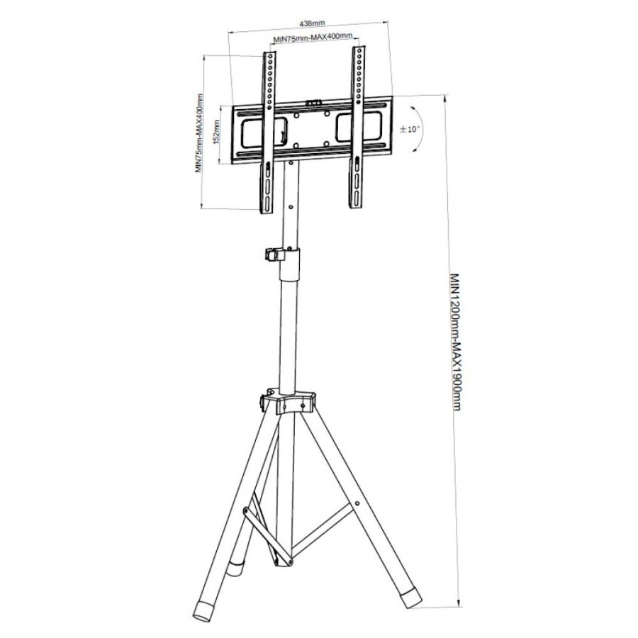 Techly ICA-TR17T2 skrmbeslag til skiltning 152,4 cm (60