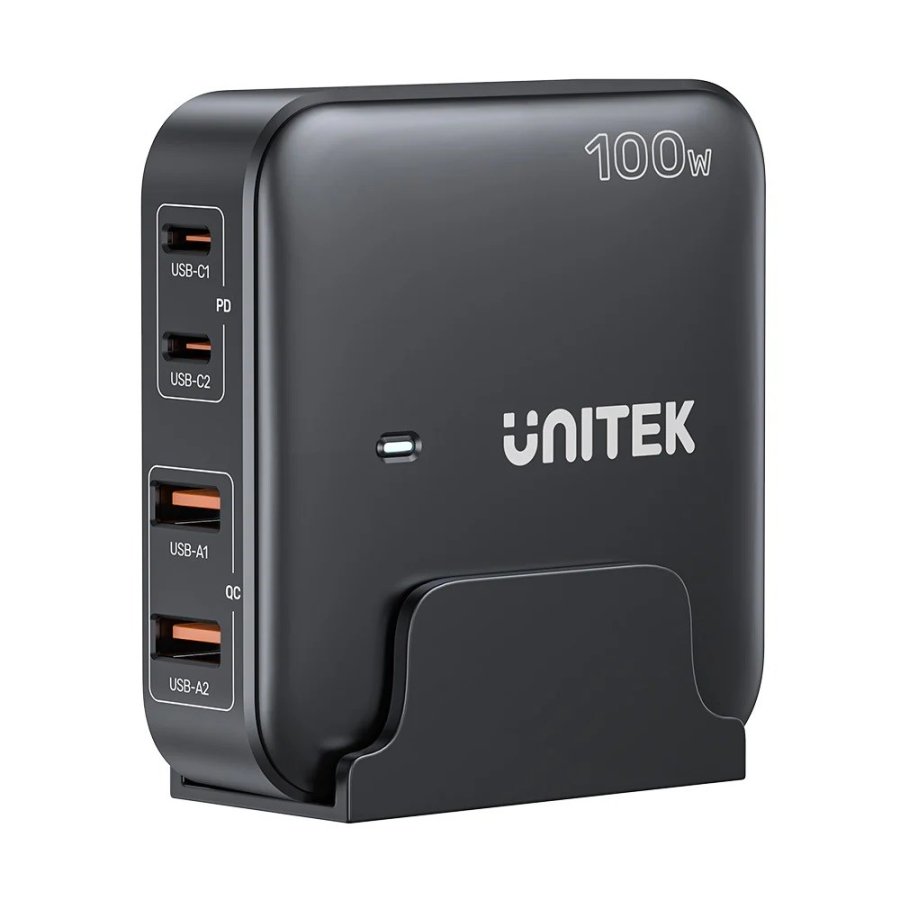GaN-netoplader - Unitek P1229ABK01-EU | 100W 2x USB-C 2x USB-A #1