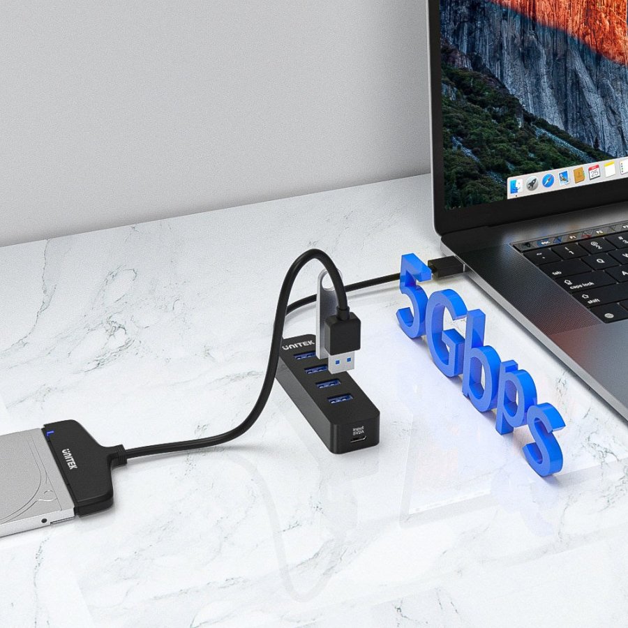 UNITEK uHUB Q4 USB 3.2 Gen 1 (3.1 Gen 1) Type-A 5000 Mbit/s Sort #5
