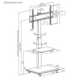 Stativ/vogn til tv Ergo-Office, maks. belastning 50 kg/5 kg hylde, maks. VESA 600x400, indbygget strmskinne, sort, ER-304 B #6