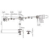 Gembird MA-D3-01 Justerbar skrivebord 3-skrms monteringsarm (rotr, vip, drej), 17
